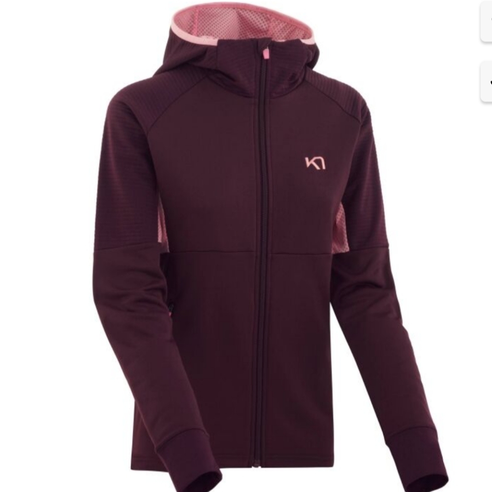 KARI TRAA TOVE Baselayer Jacket Hoodie size Large Burgundy Pink